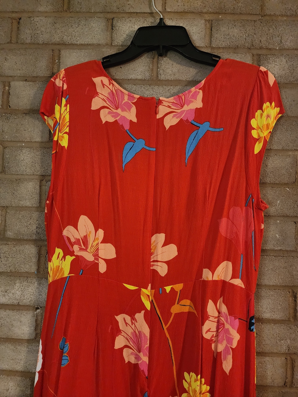 The Loft Tomato Red Floral Cap-Sleeve A-Line Dress - Picture 6 of 9